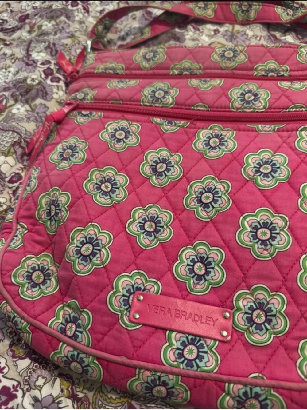 Vera Bradley Hot Pink Floral Quilted Crossbody Bag